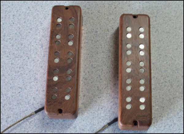 Custom 5 String Bass Humbucker Size Pickup with Wood Covers